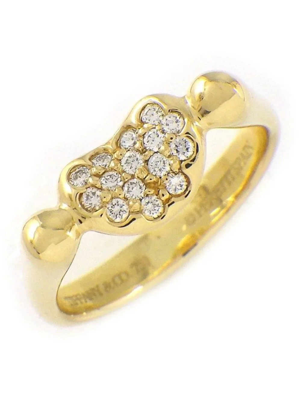 Tiffany & Co Pinky Ring Bean Design Mini Beans Pave Diamond 18k YG